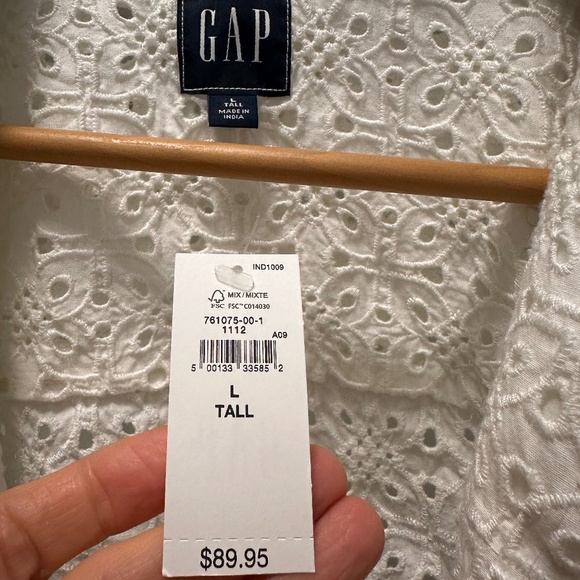 GAP Poplin Eyelet Full-Zip Pocket Shirt L Tall NWT - Picture 7 of 9